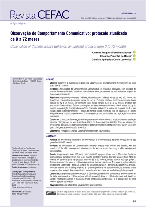 PDF Observação do Comportamento Comunicativo protocolo atualizado de