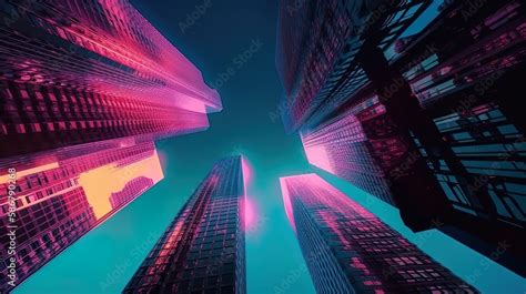 Futuristic Sky View Between Modern White Skyscrapers In 8k Created With