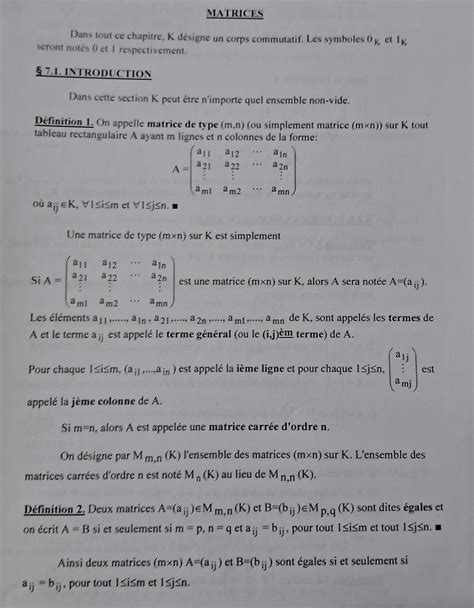 SOLUTION Matrices Intro Matrices Remarquables Addition Et