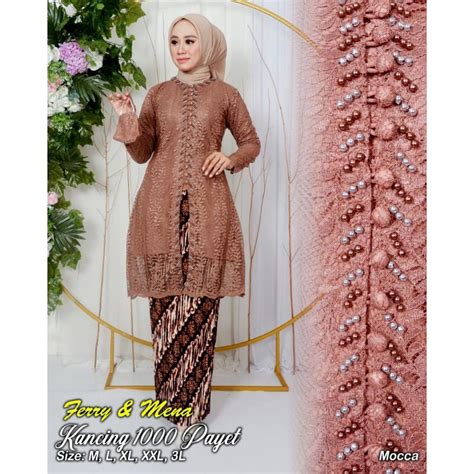 Jual Setelan Kebaya Payet Kancing 1000 Jumbo LD 130 Kebaya Brokat