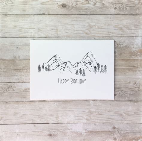 Birthday Mountain Range Scenic Card Blank Inside X Plain White