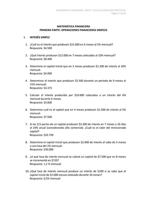 SOLUTION Guia 1 Ejercicios Pr Cticos Operaciones Financieras Simples