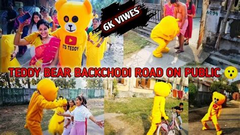 Teddy Bear Funny Bakchodi On Road Public Teddy Bear Happy Moment