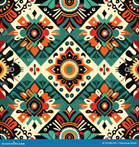 Tribal Vector Ornament Seamless African Pattern Ethnic Carpet With