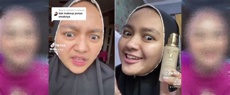 Wanita Makeup Pakai Kosmetik Emak Dengan Beauty Blender Serasa