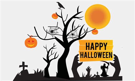 Happy Halloween Cemetery Grave Clip Art Vector silhouette illustration ...