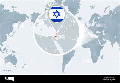 Mapa Mundial Centrado En Am Rica Con Israel Magnificado Bandera Azul Y