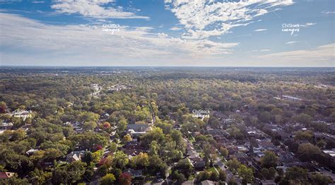 Aerial drone view above Beverly neighborhood, Chicago