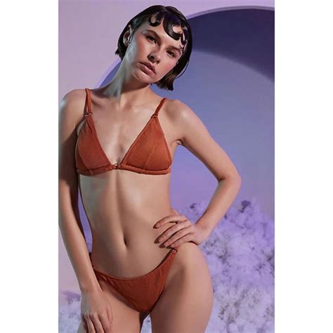 Shikoo Swimwear Ring Detailed Triangle Bikini Rust Hipicon