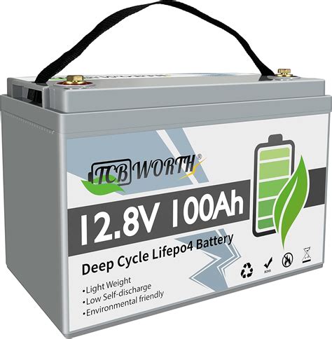 Jp Tcbworth 100ah 12v リン酸鉄リチウム電池 Lifepo4 電池 100a Bms 付き ディープサイクル充電式リチウム電池、rv キャンピングカー