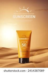 Sunscreen Ad Poster Template Flyer Tube Stock Vector Royalty Free