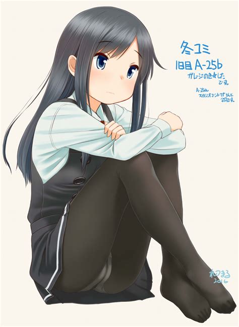 Safebooru 1girl Asashio Kantai Collection Ass Black Hair Black Legwear Blue Eyes Crotch Seam