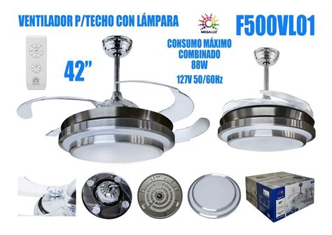 Ventilador De Aspas Retractil Y L Mpara Led Control Luces