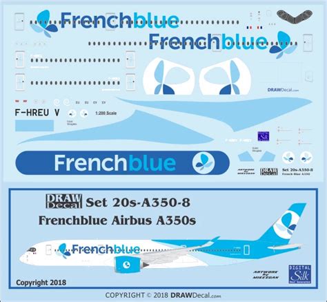 Airbus A350 French Blue Draw Decal 20 A350 08