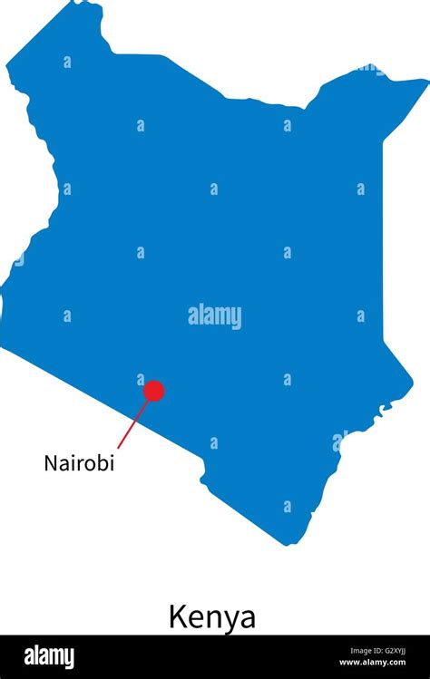 Detailed vector map of Kenya and capital city Nairobi Stock Vector ...