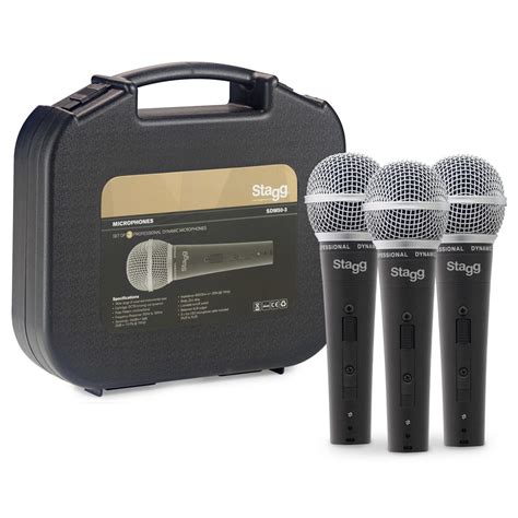 Stagg SDM50 3 Set Of 3 Professional Cardioid Dynamic Mics Gear4music