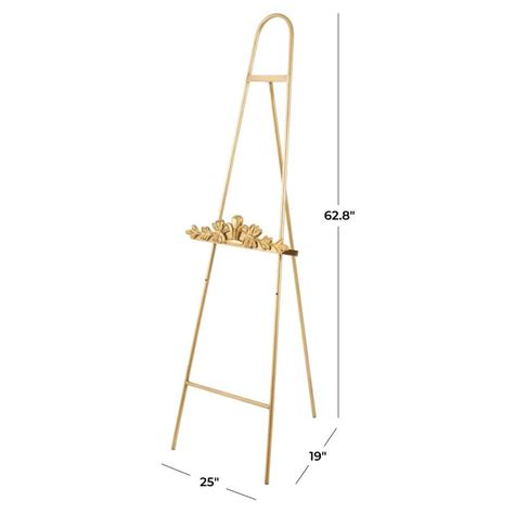 Litton Lane Gold Metal Arched Foldable Floor Tier Easel With Vine