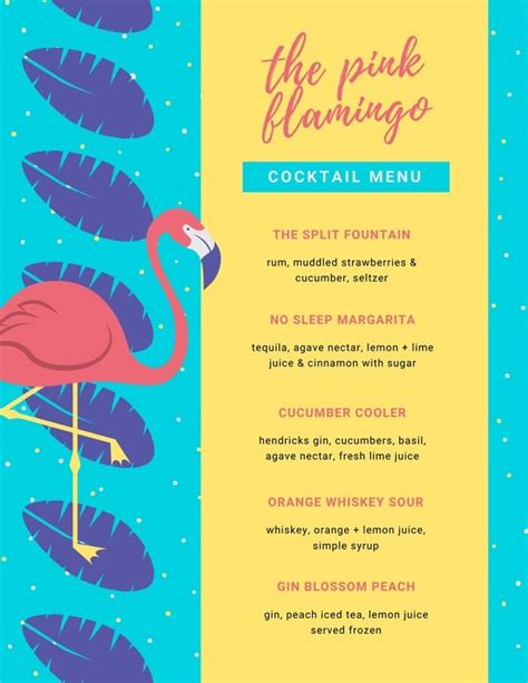 Free Printable And Customizable Cocktail Menu Templates Canva