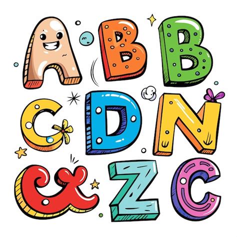 Letras Coloridas Do Alfabeto De Desenho Animado A B C D N Z Vetor Premium Gerado Com Ia