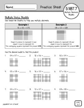 Nbt Practice Sheets Multiply Decimals By Kathleen And Mande