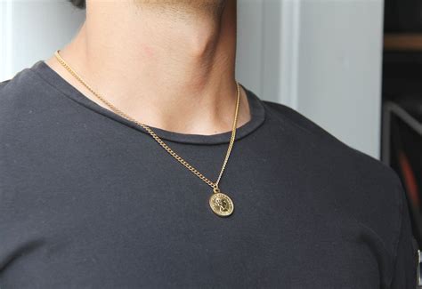 Gold Coin Necklace For Men Or Women Stainless Steel Chain Etsy