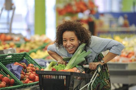 Womenshopping Supermarket Shopping Cart Retail Grocery Prod Stock