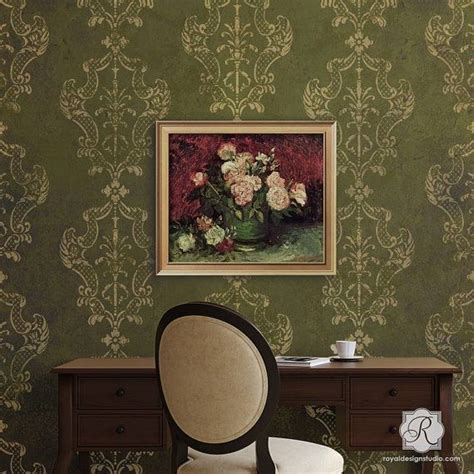 Italian Damask Wall Stencil Classic Large Wallpaper Design Etsy