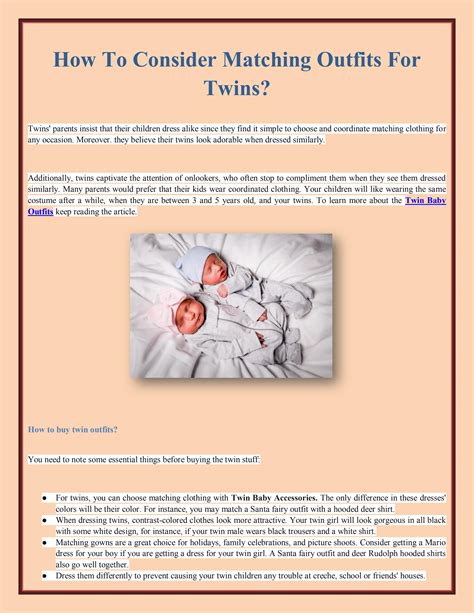 How To Consider Matching Outfits For Twins? by steveehicks - Issuu