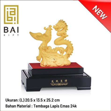 Jual Bai Gift Patung Naga Dan Phoenix Long Feng Lapis Emas K L