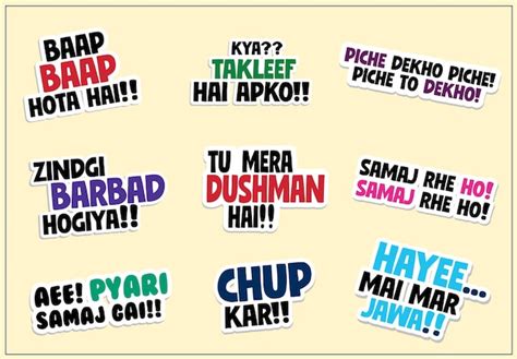 Premium Vector Vector Illustration Hindi Stickers Editable Templates