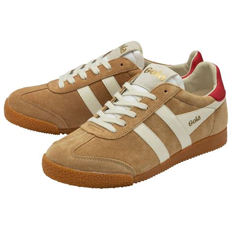 Gola Classics Elan Suede Trainers In Caramel White Deep Red