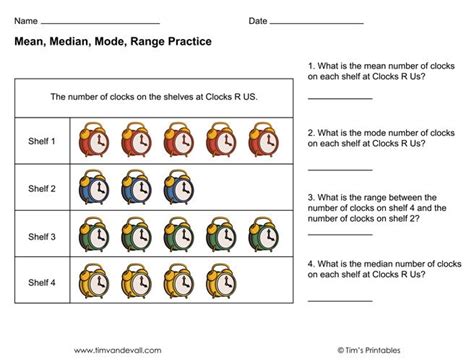 Mean Median Mode Range Worksheets Pdf 3 Printable Worksheets Etsy