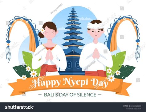 Happy Nyepi Day Balis Silence Hindu Stock Vector Royalty Free