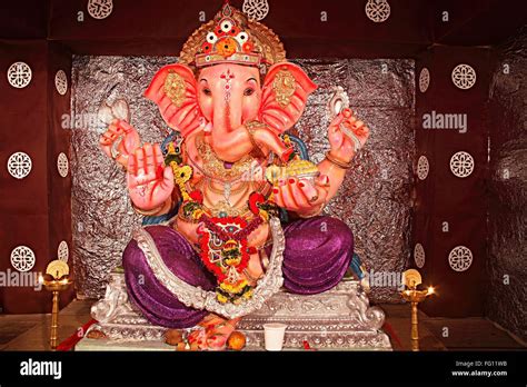 Indian Festival Ganesh Chaturthi Celebration Clay Idol Of Ganpati