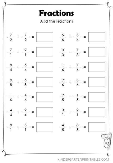 Basic Fraction Addition Worksheets