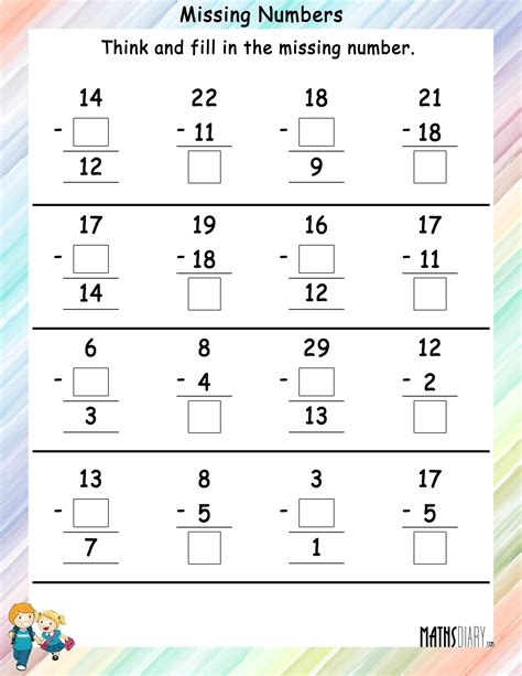 Fill The Missing Numbers Math Worksheets