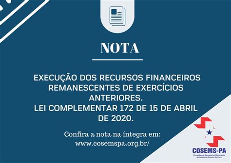 Nota Explicativa Do Conasems Sobre Execu O De Saldos De Exerc Cios