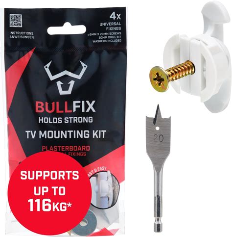 Bullfix Tv Kit Plasterboard Fixings For Tv Bracket Heavy Duty Wall