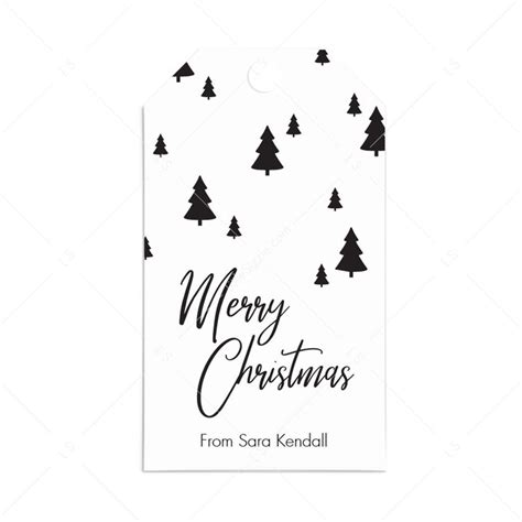 Minimalist Black And White Holiday Gift Tags Editable Pdf Template