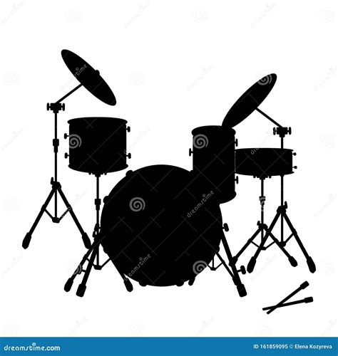 Silhouette Icon Black Drum Set Musical Instrument Stock Vector