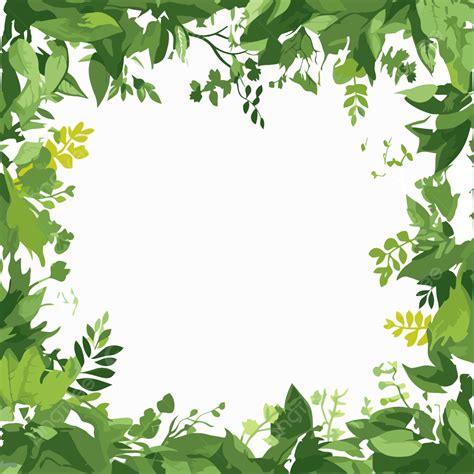 Greenery Border Clipart Cartoon Green Leaves Frame Vector Border