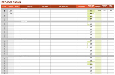 Time Management Spreadsheet Template —