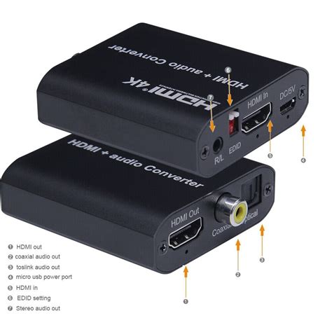 Uhd K Hdmi Audio Extractor Splitter Hdmi To Toslink Spdif Stereo