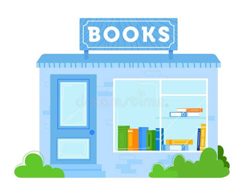 Quaint Bookshop Front With Colorful Books On Display Blue Facade And