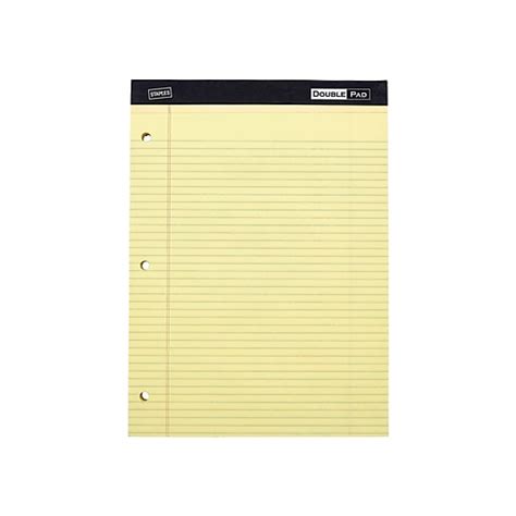 Staples Double Pad Yellow Wide Ruled With 3 Hole Punch 6pack 18581