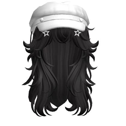 Fluffy Y2K Wolfcut W Beret White Cap Black Roblox Item Rolimon S