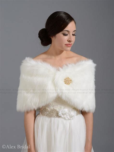 Ivory Faux Fur Bridal Wrap Shrug Stole Shawl Cape Fw005 Ivory Regular Plus Size 2430314