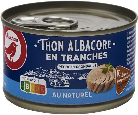 Thon Albacore en tranches au naturel filière Auchan 0 093 kg