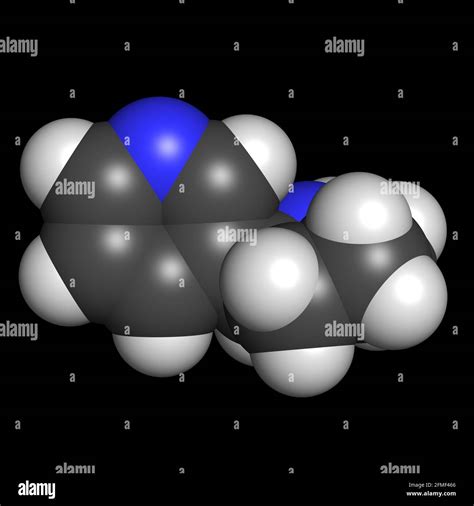 Nicotine tobacco drug stimulant molecule 3D render chemical structure ...