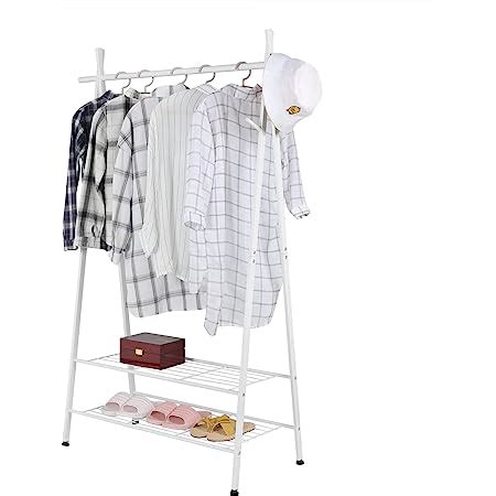 ESituro Clothes Rail Heavy Duty Metal Coat Rack White Freestanding